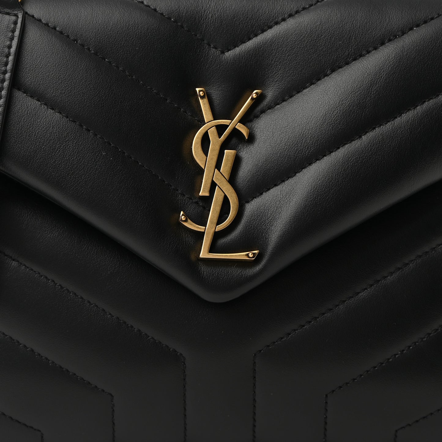 Calfskin Y Quilted Monogram Small Loulou Chain Satchel Black