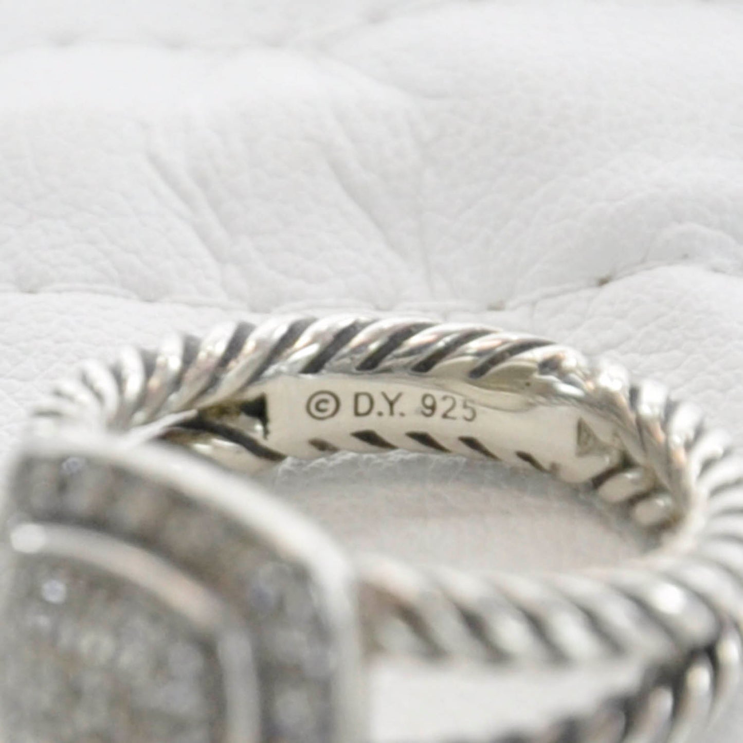 Sterling Silver Diamond 7mm Petite Albion Pave Ring 46 3.75