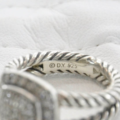 David Yurman Sterling Silver Diamond 7mm Petite Albion Pave Ring 46 3.75 6 of 8