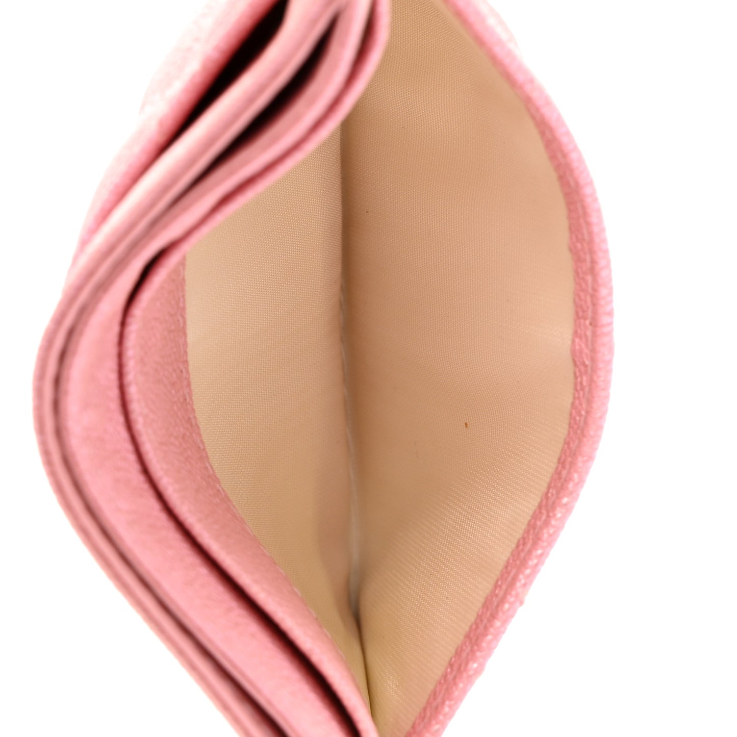 Iridescent Caviar Quilted Card Holder Pink