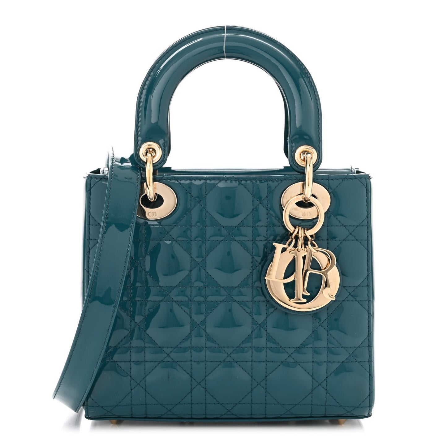 Patent Cannage Small Lady Dior Turquoise