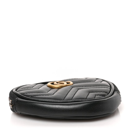 Gucci Calfskin Matelasse Chevron GG Marmont Heart Coin Purse Black 4 of 8