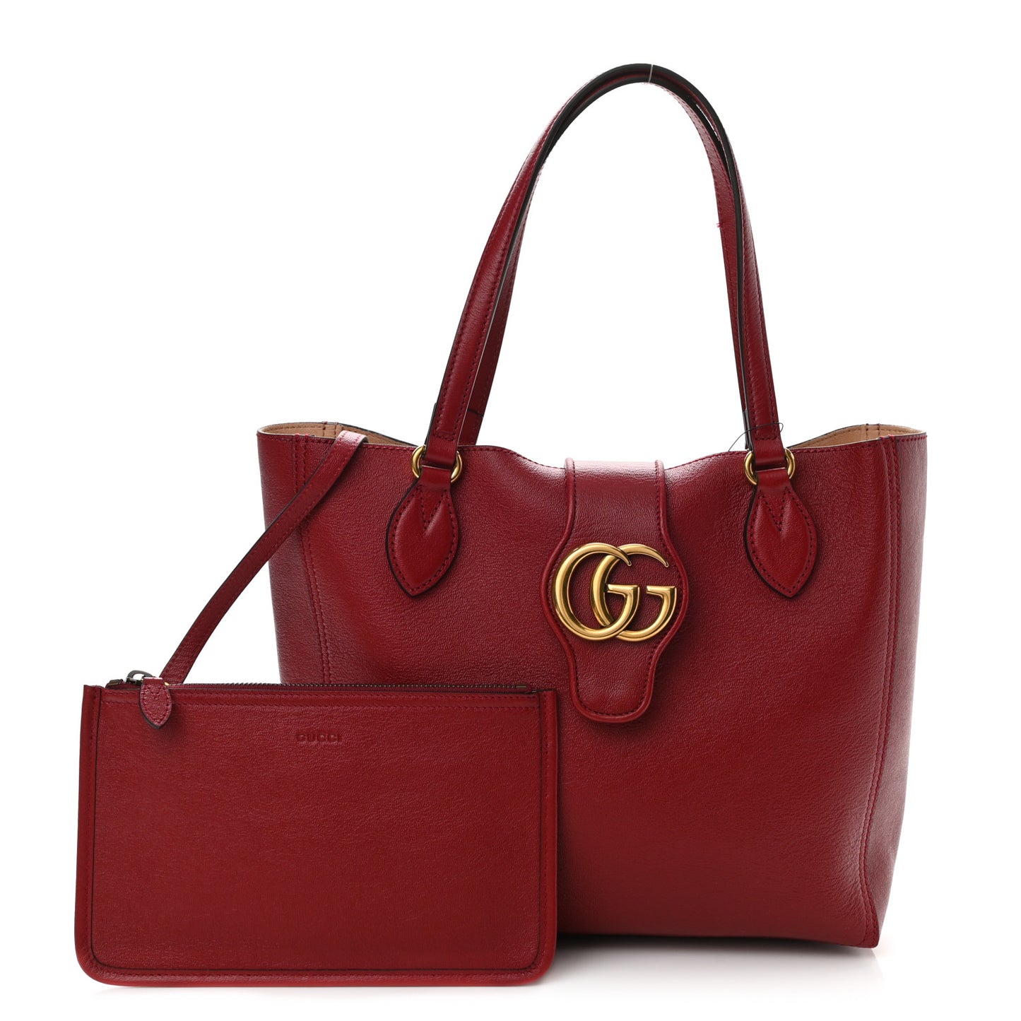 New Sakai Calfskin Lux Small Dahlia Tote New Cherry Red