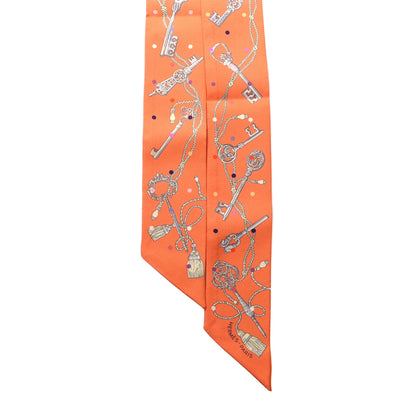Hermes Silk Les Cles A Pois Twilly Abricot Gris Acier 2 of 4
