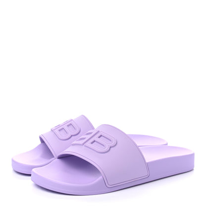 Balenciaga Rubber BB Womens Pool Slide Sandals 40 Lilac 3 of 8