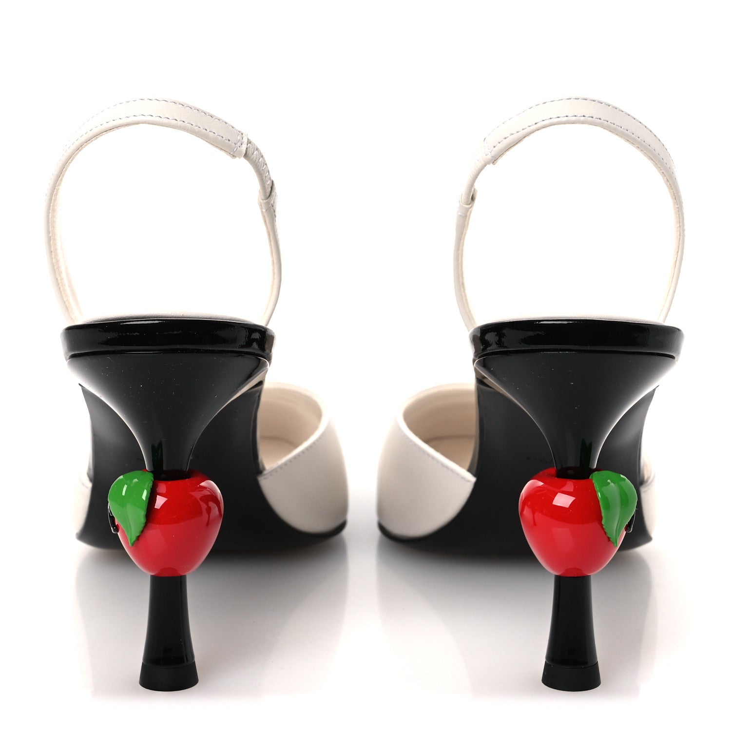Chanel Lambskin Patent Cap Toe CC Apple Slingback Pumps 39 White Black 6 of 11