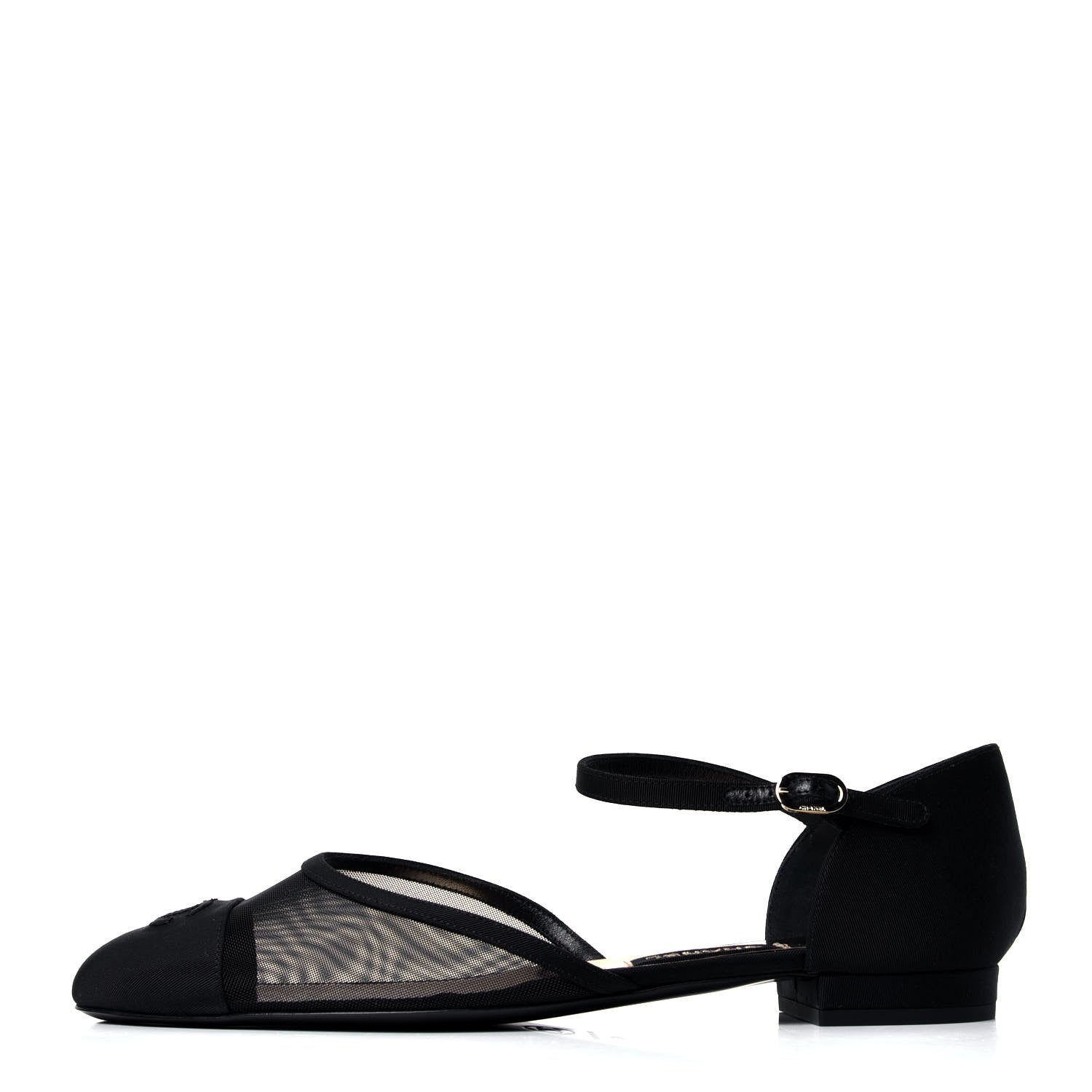 Chanel Mesh Grosgrain Cap Toe CC Flats 42 Black 1 of 6