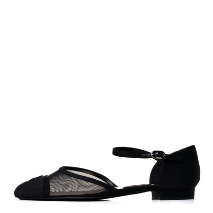 Chanel Mesh Grosgrain Cap Toe CC Flats 42 Black 1 of 6