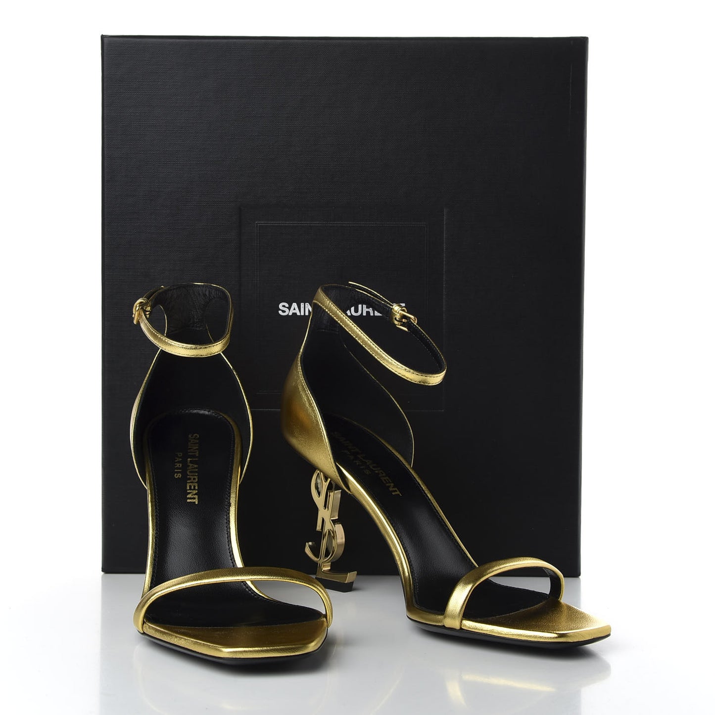 Metallic Lambskin Opyum 110 Sandals 36.5 Oro