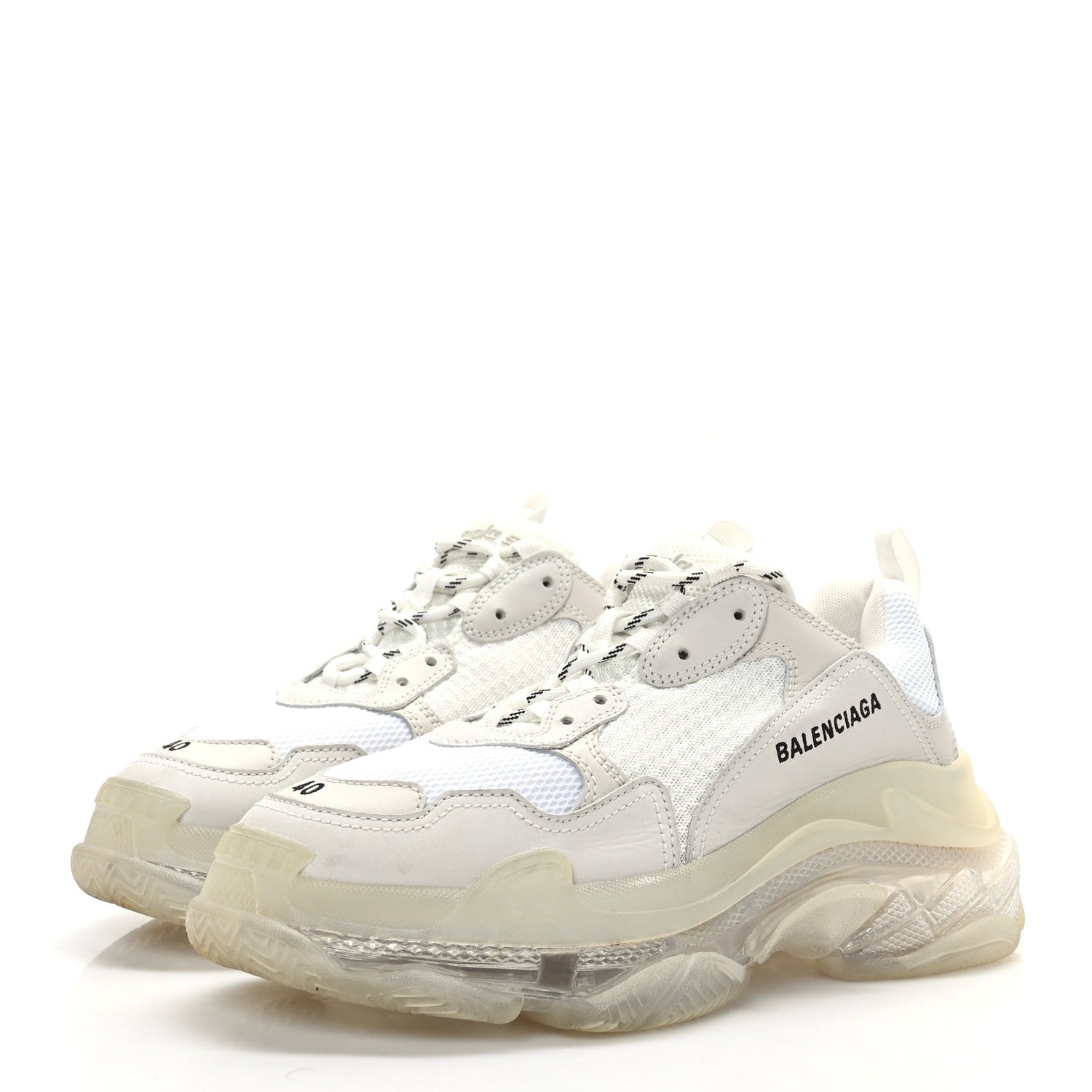 Balenciaga Fabric Mesh Clear Sole Womens Triple S Sneakers 40 White 3 of 7