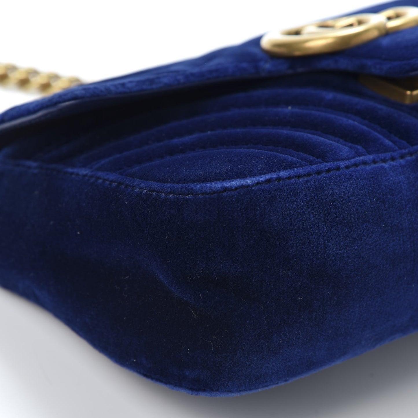Velvet Matelasse Mini GG Marmont Shoulder Bag Cobalt Blue