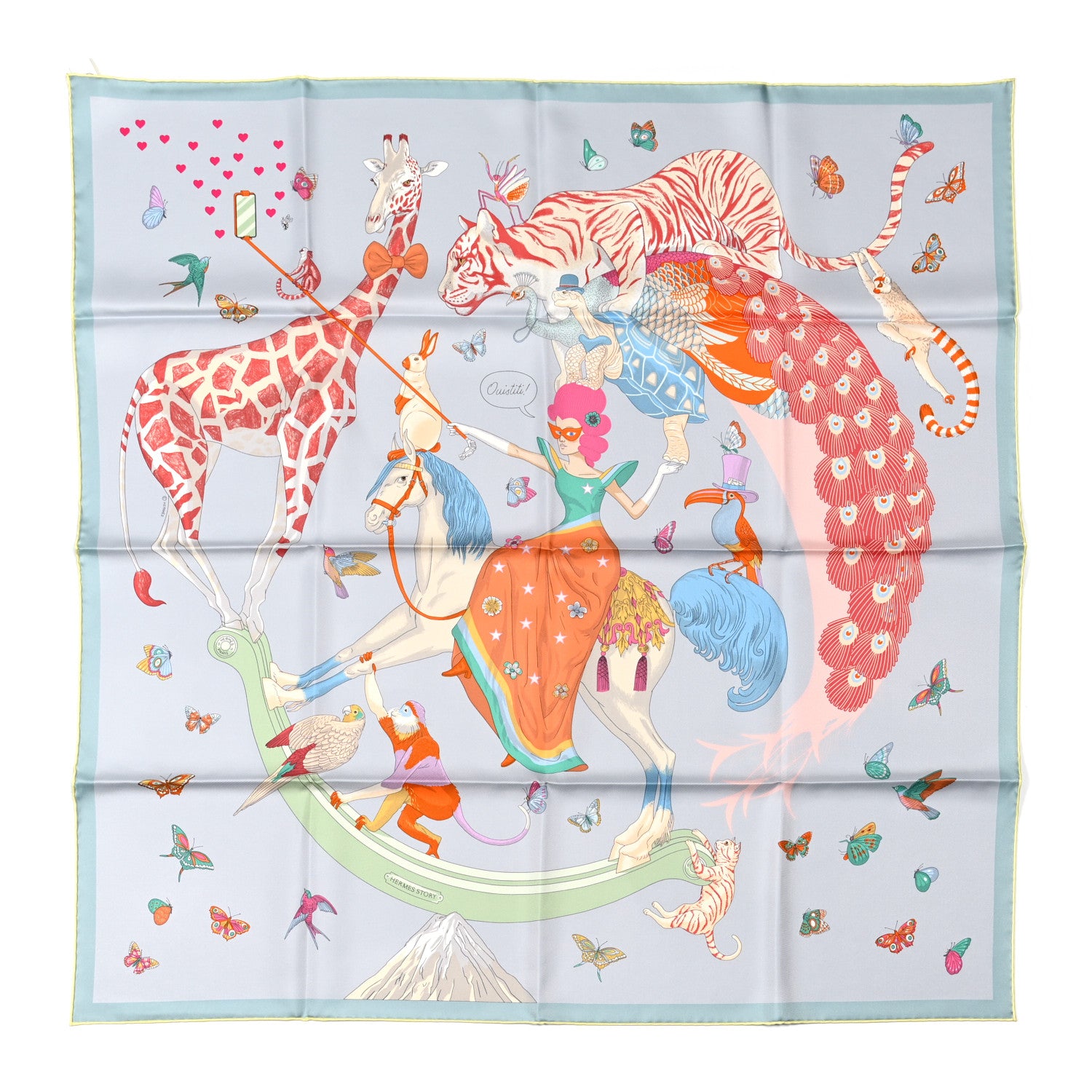 Hermes Silk Story 90 Scarf Bleu Glacier Rose Multicolor 1 of 6