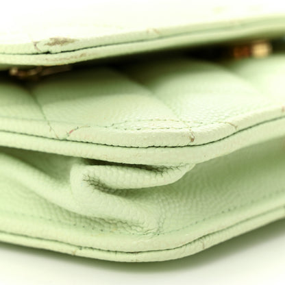 Chanel Caviar Quilted Wallet on Chain WOC Light Green 10 of 20
