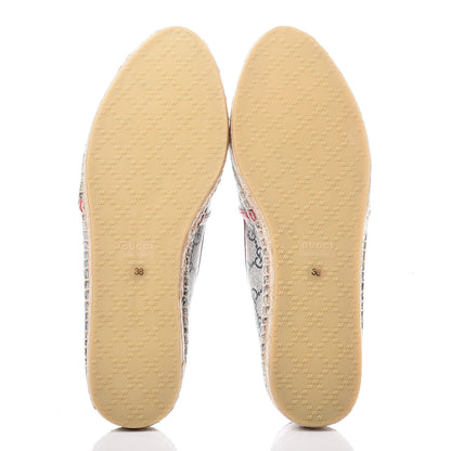 Gucci GG Supreme Monogram Blooms Espadrilles 38 Beige Blue Navy Hibiscus Red 9 of 10
