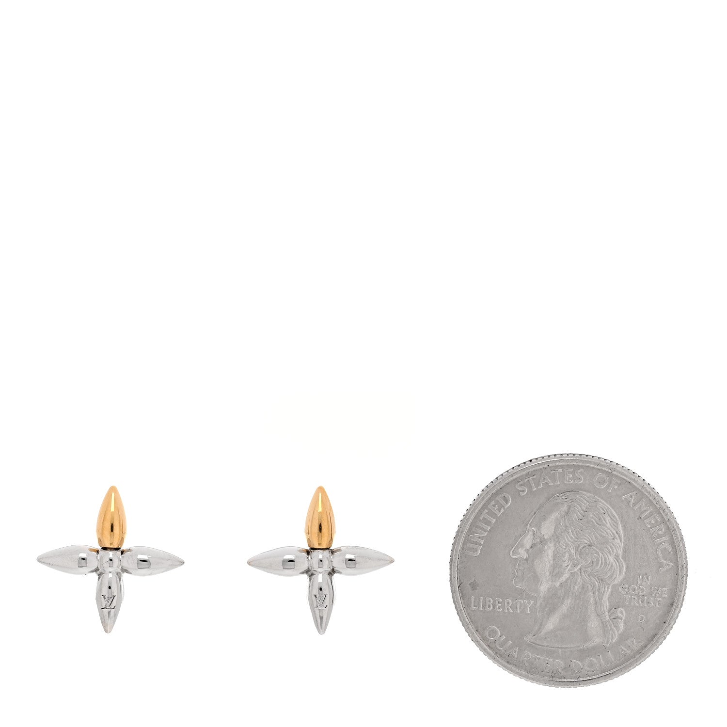 Louis Vuitton Metal Louisette Earrings Silver Gold 2 of 5