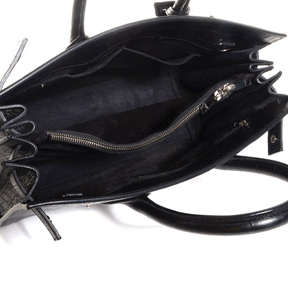 Saint Laurent Calfskin Crocodile Embossed Small Sac de Jour Bag Black 5 of 7