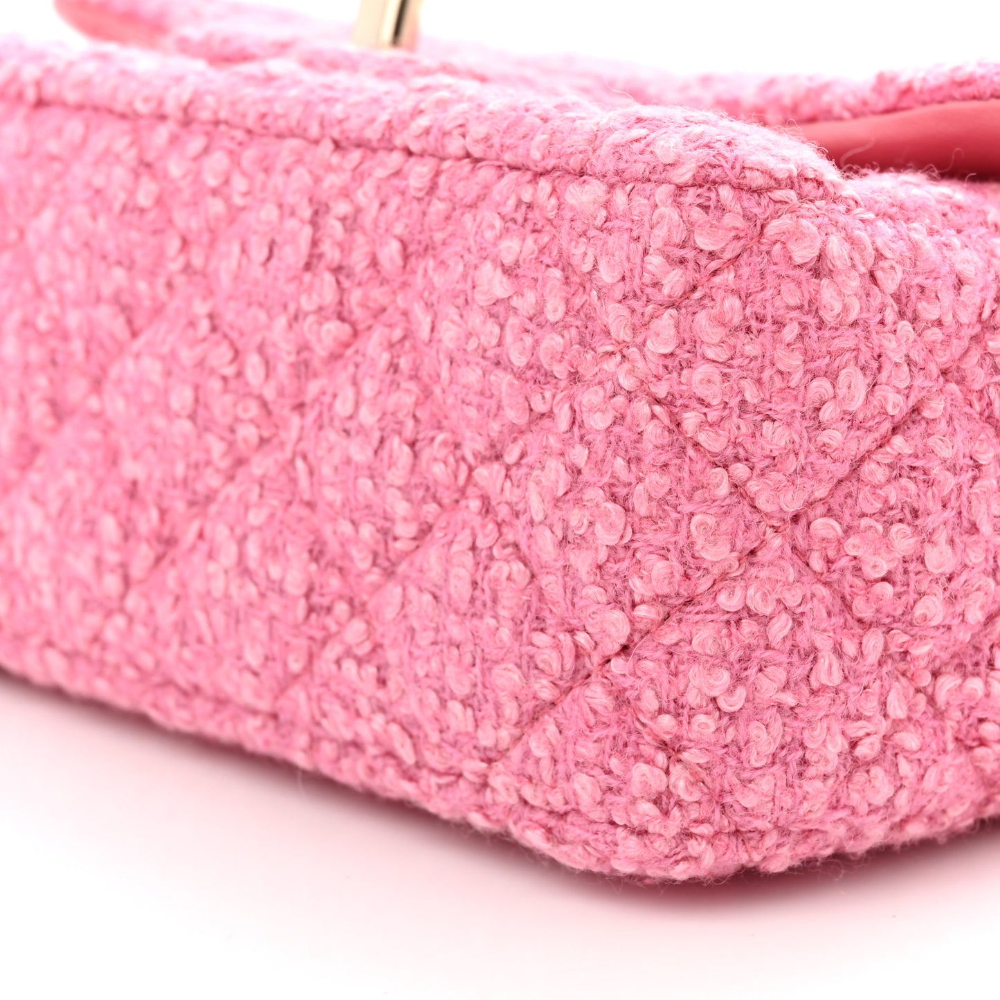 Tweed Quilted Mini Rectangular Flap Pink