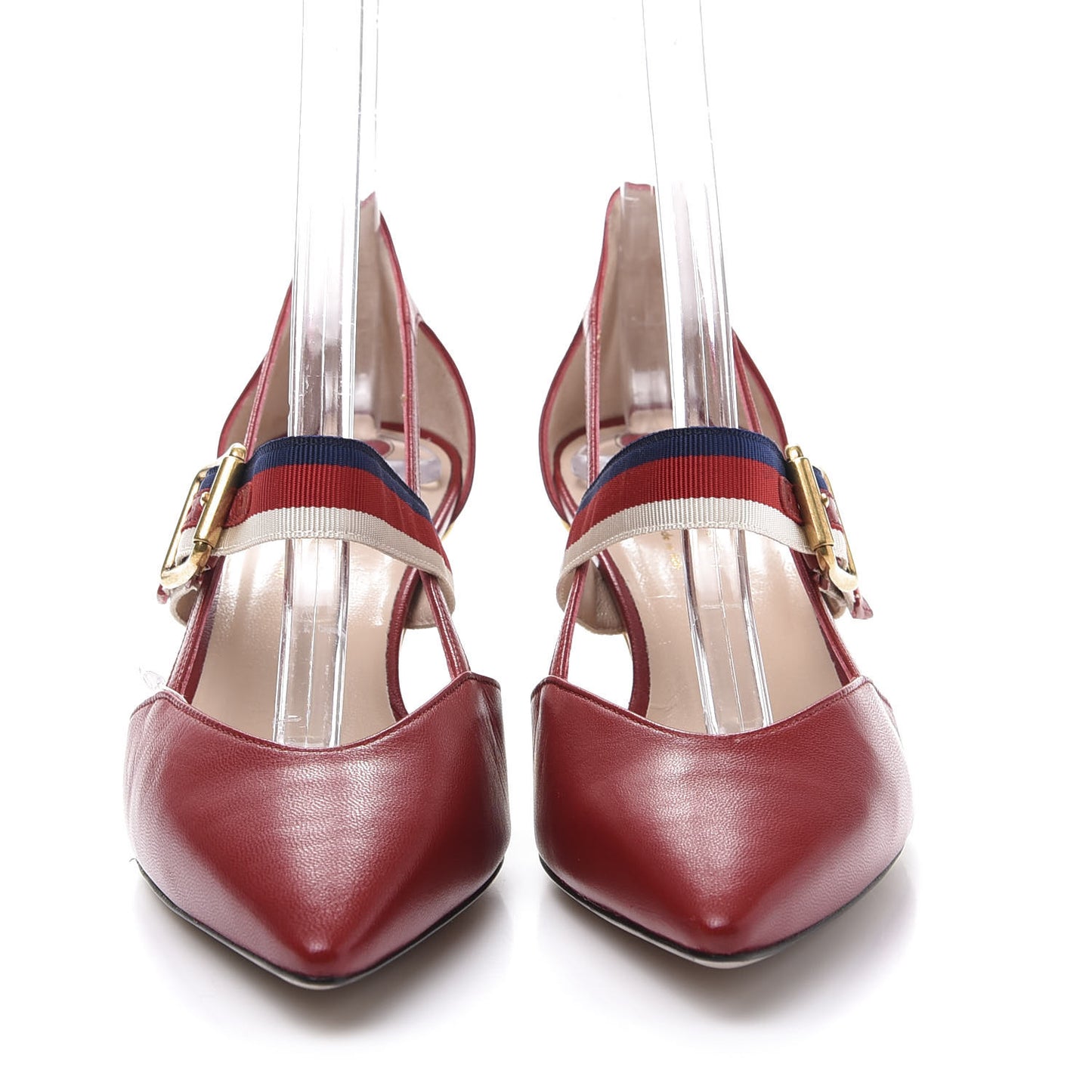 Malaga Kid Grosgrain Sylvie Web Bamboo Low Heel Pumps 35.5 Red
