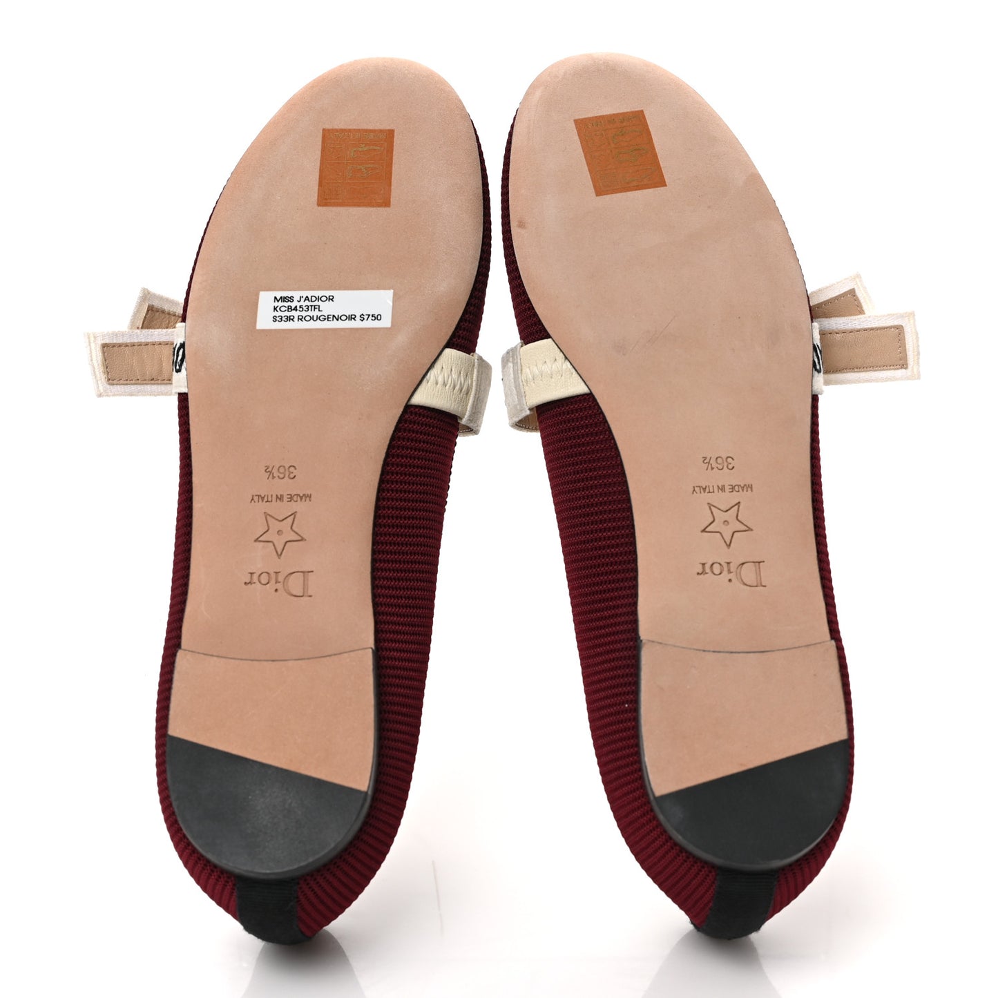 Technical Canvas Ribbon Miss J'Adior Ballet Flat 36.5 Red Black