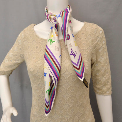 Louis Vuitton Silk Multicolor Eye Love Scarf White 5 of 5