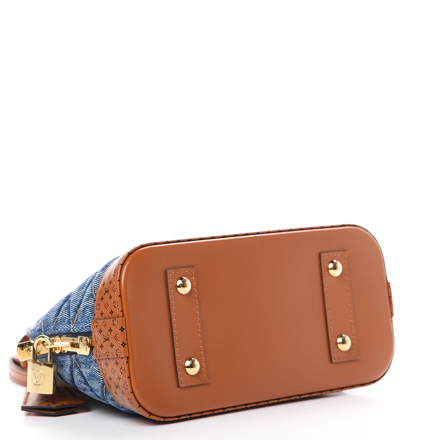 Louis Vuitton Denim Calfskin Reverse Monogram Malletage Alma BB Blue 3 of 9