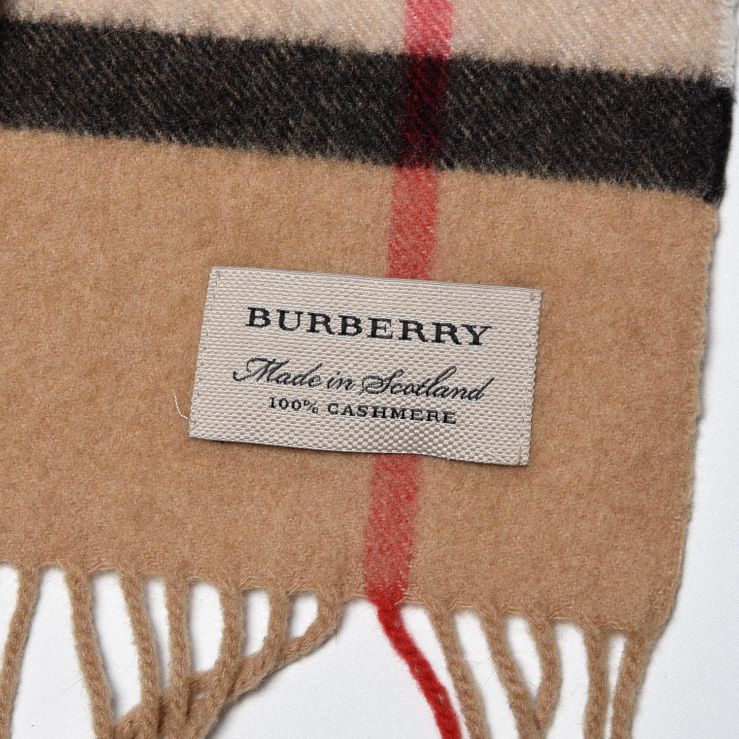 Burberry Cashmere Giant Check Fringe Scarf Camel 4 of 4