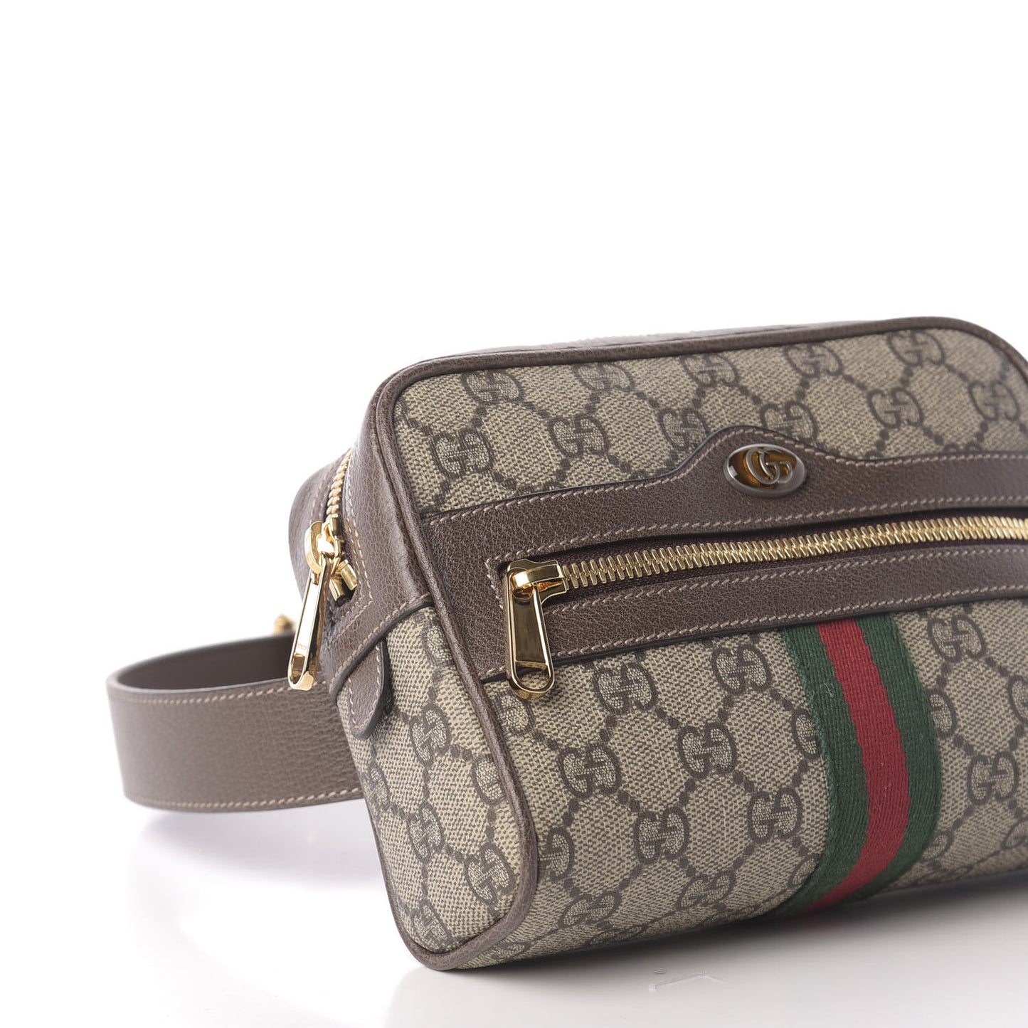 GG Supreme Monogram Web Small Ophidia Belt Bag 75 30 Dark Brown