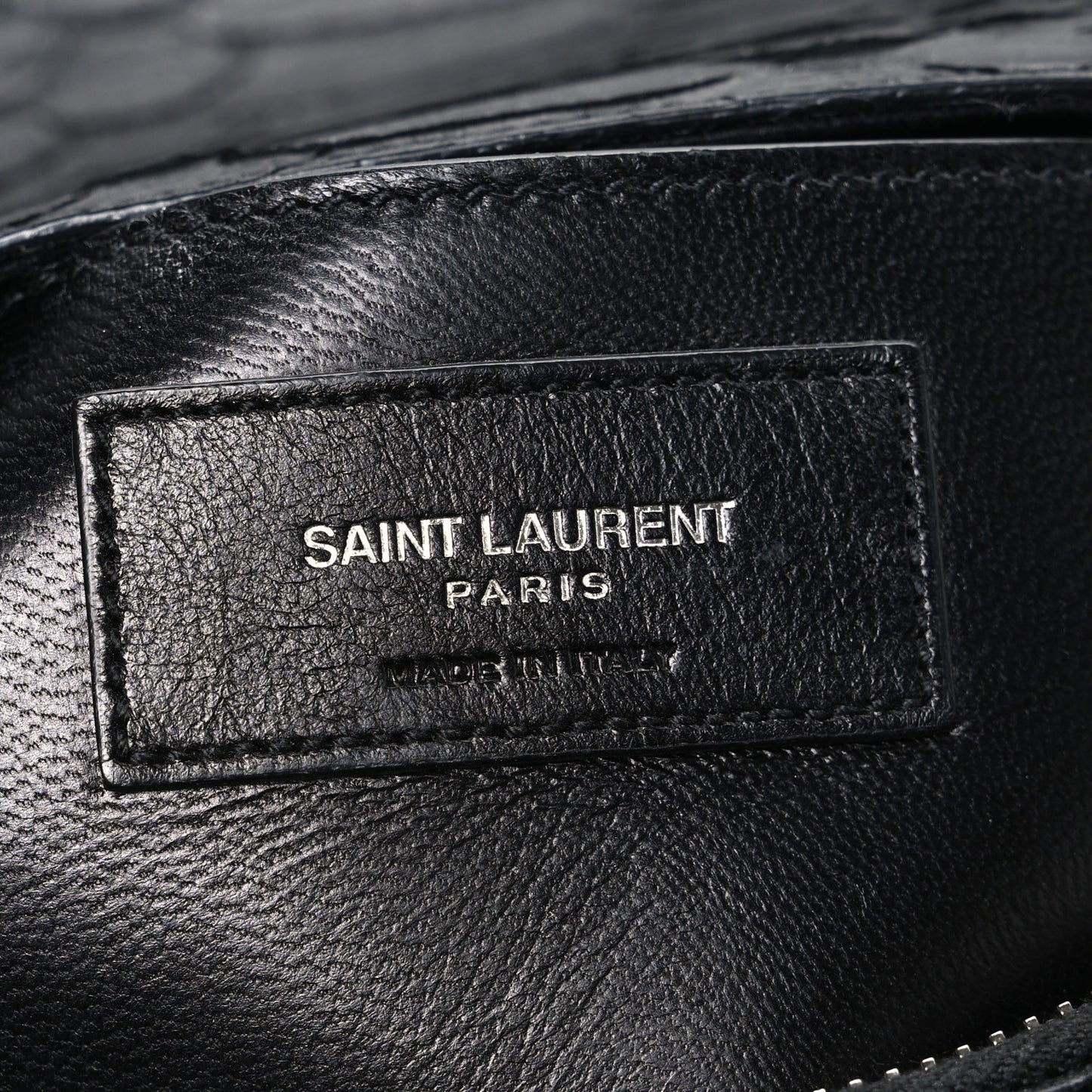 Snake Calfskin Embossed Monogram Large College Satchel Black