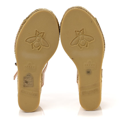 Gucci Malaga Kid Lifford Calfskin GG Espadrille Wedge Sandals 38 Skin Rose Dusty White 5 of 8