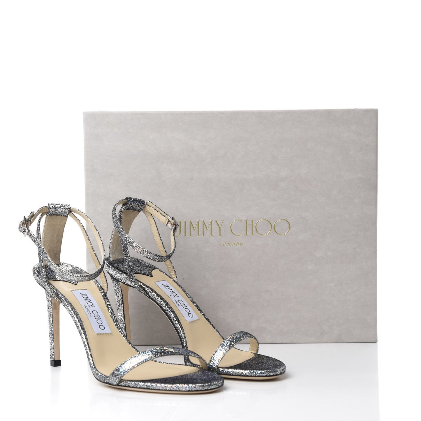 Metallic Calfskin Minny 85 Ankle Strap Sandals 39 Multicolor