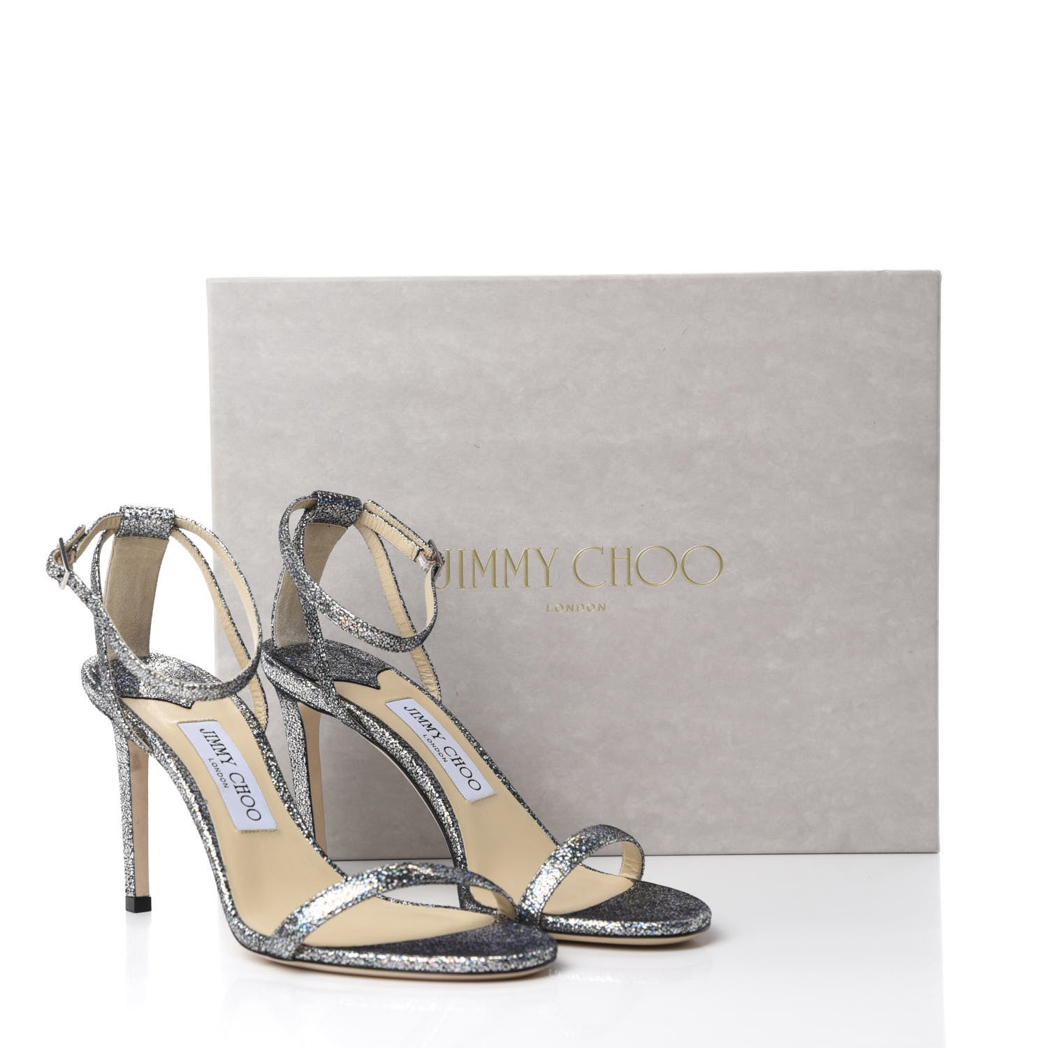 Jimmy Choo Metallic Calfskin Minny 85 Ankle Strap Sandals 39 Multicolor 9 of 9