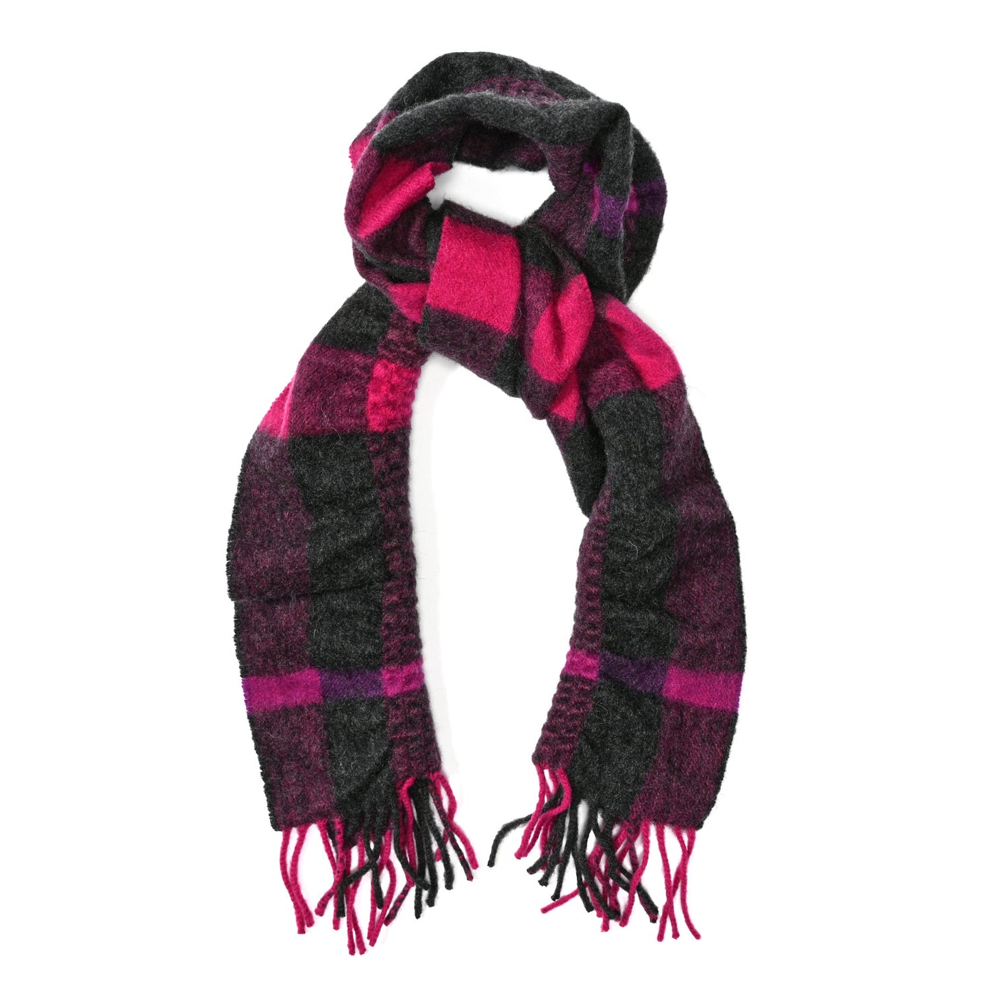 Cashmere Check Fringe Scarf Pink