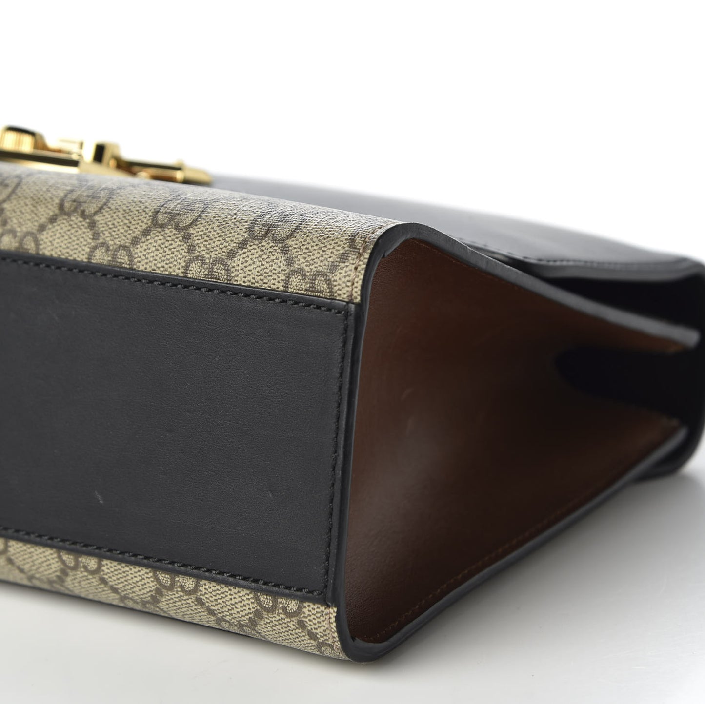 GG Supreme Monogram Calfskin Medium Padlock Shoulder Bag Beige Black Cuir
