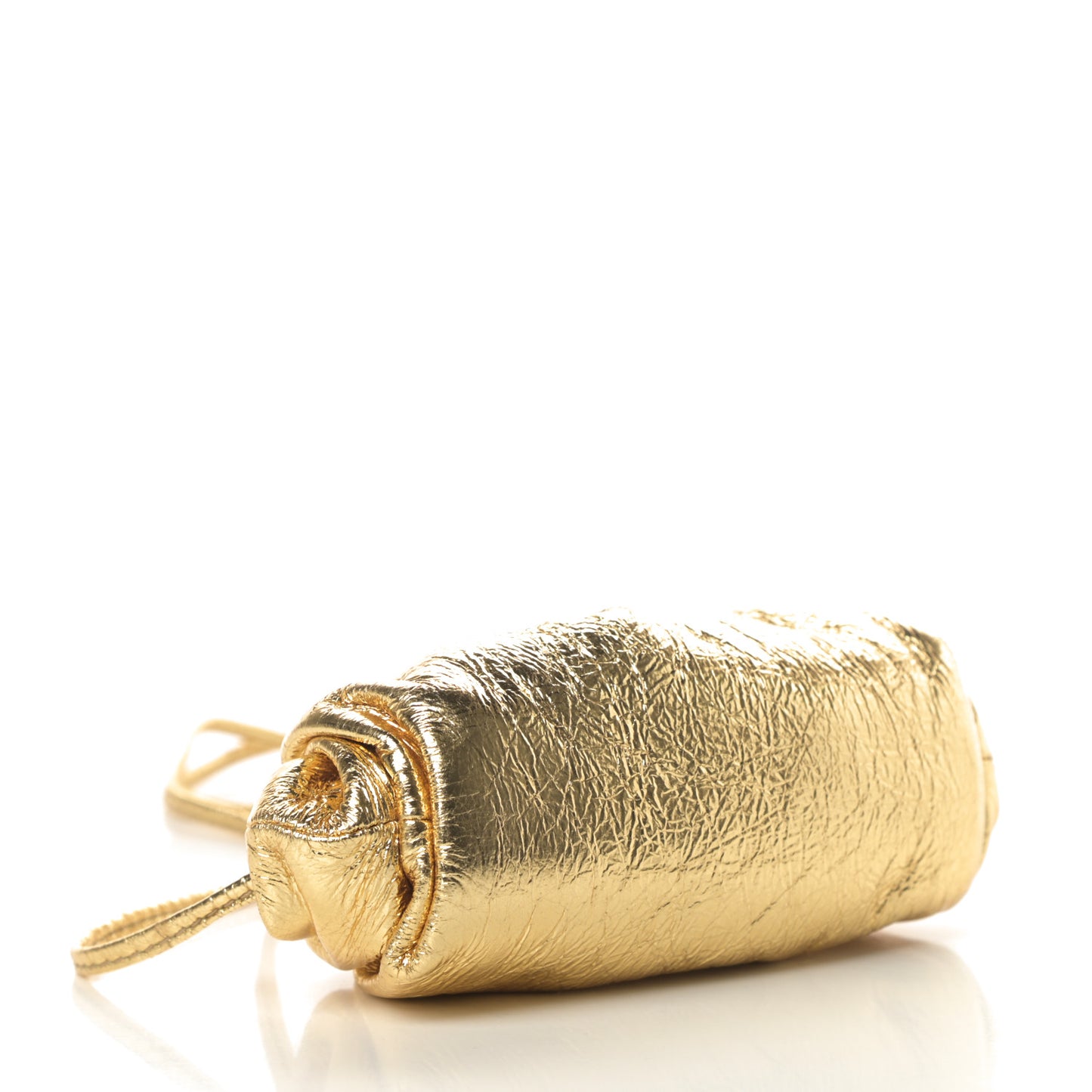 Metallic Crinkled Lambskin Coin Purse Oro