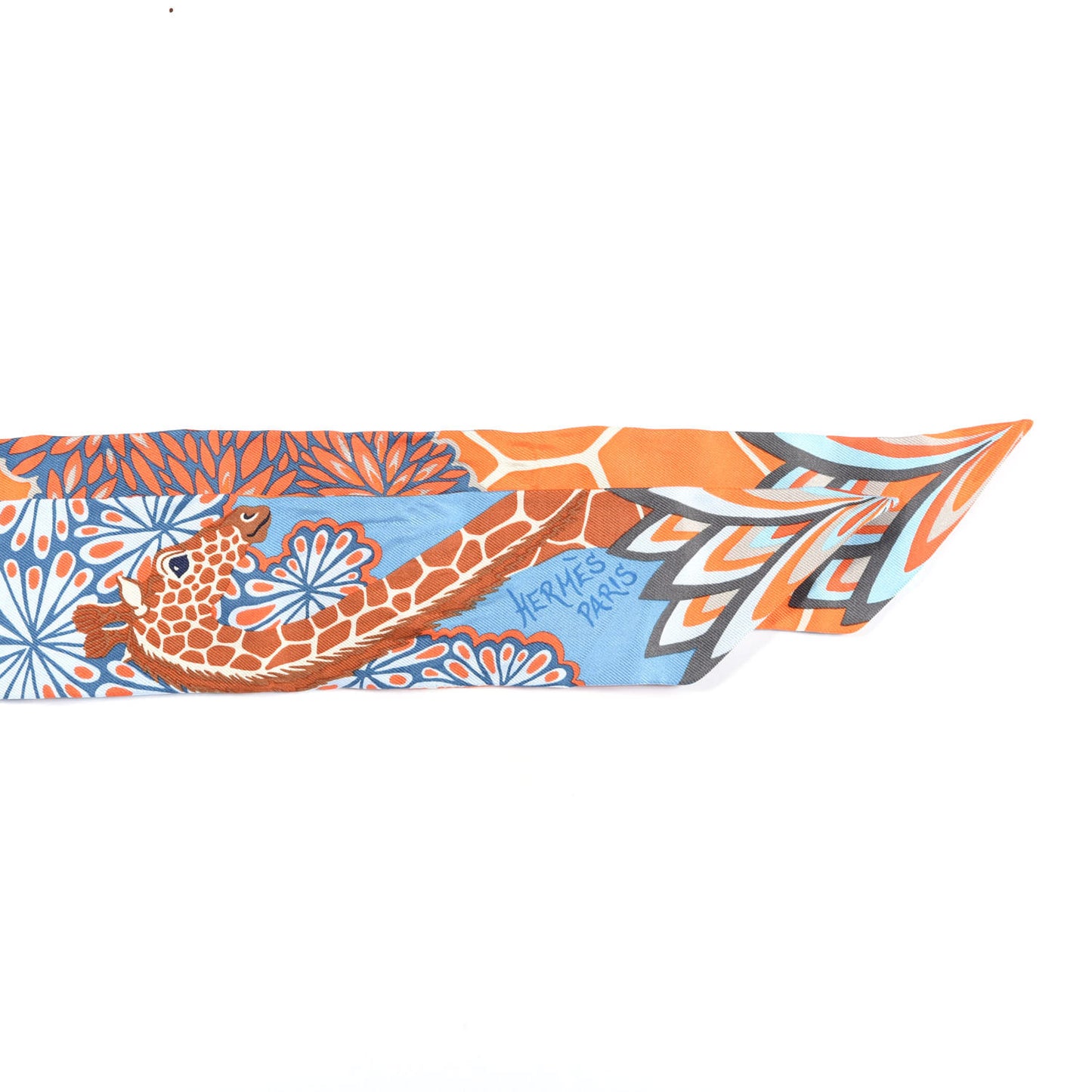 Silk The Three Graces Twilly Bleu Jean Orange Rouille