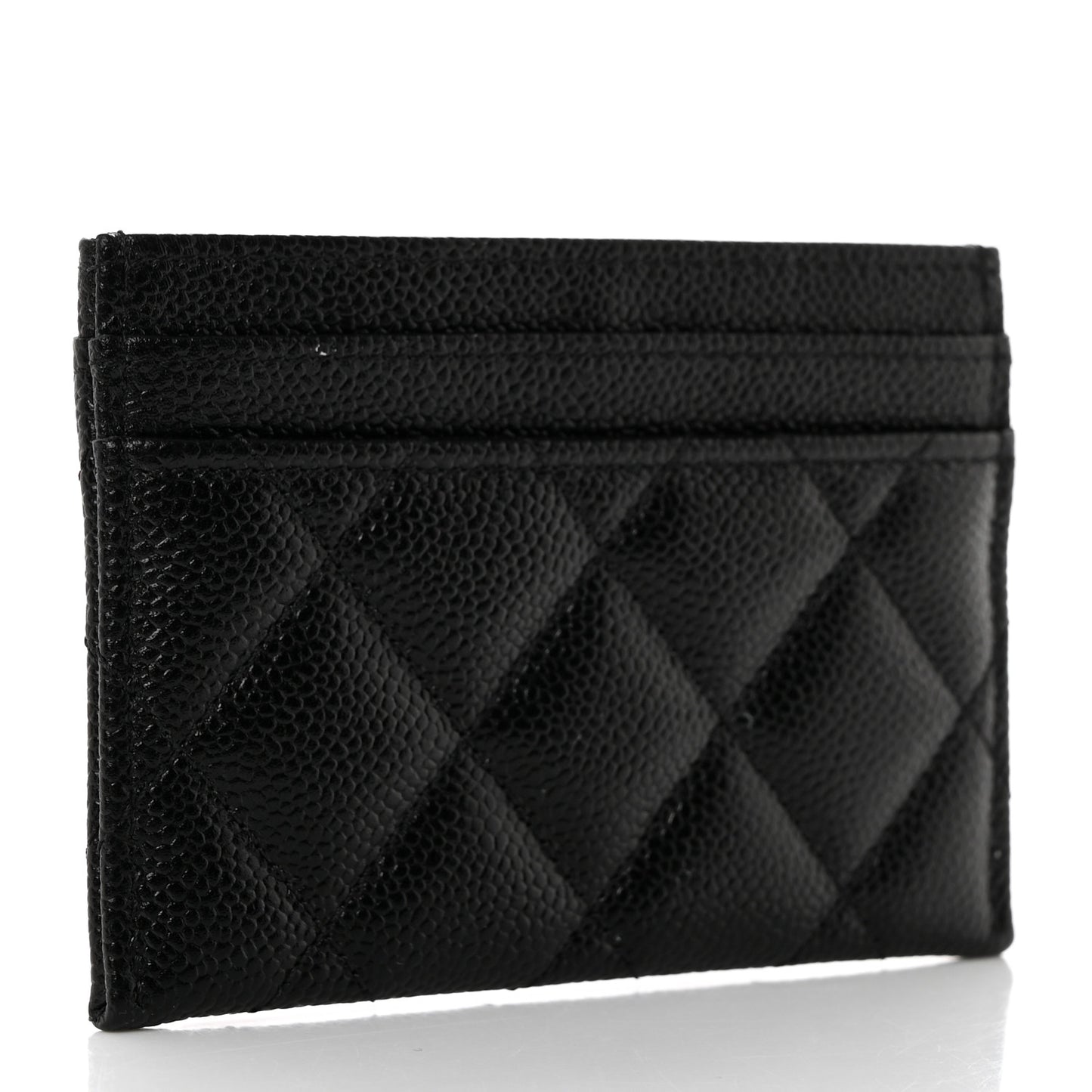 Caviar Quilted Multi Chain CC Card Holder Black