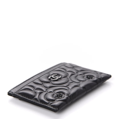 Chanel Lambskin Camellia Embossed Card Holder So Black 4 of 9