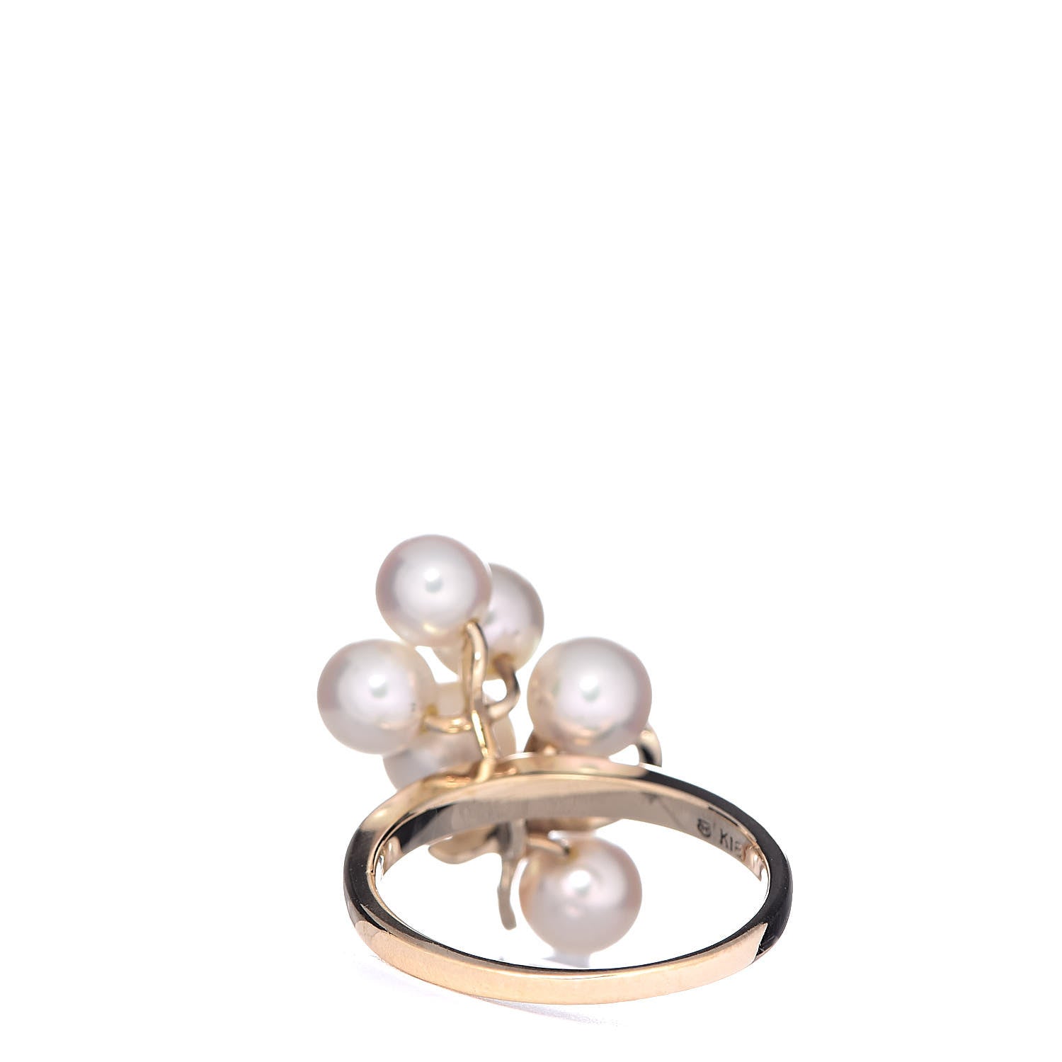 Mikimoto 18K Yellow Gold Akoya Pearl 5.5-6.5mm Cluster Cocktail Ring 55 7.25 4 of 5