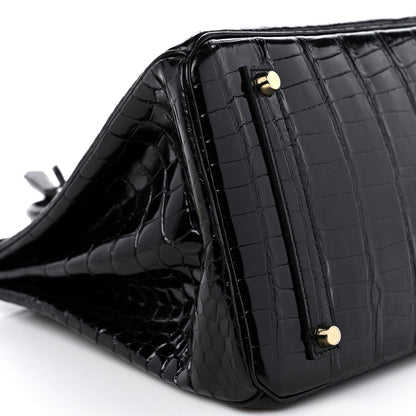 Hermes Shiny Porosus Crocodile Birkin 35 Black 8 of 10