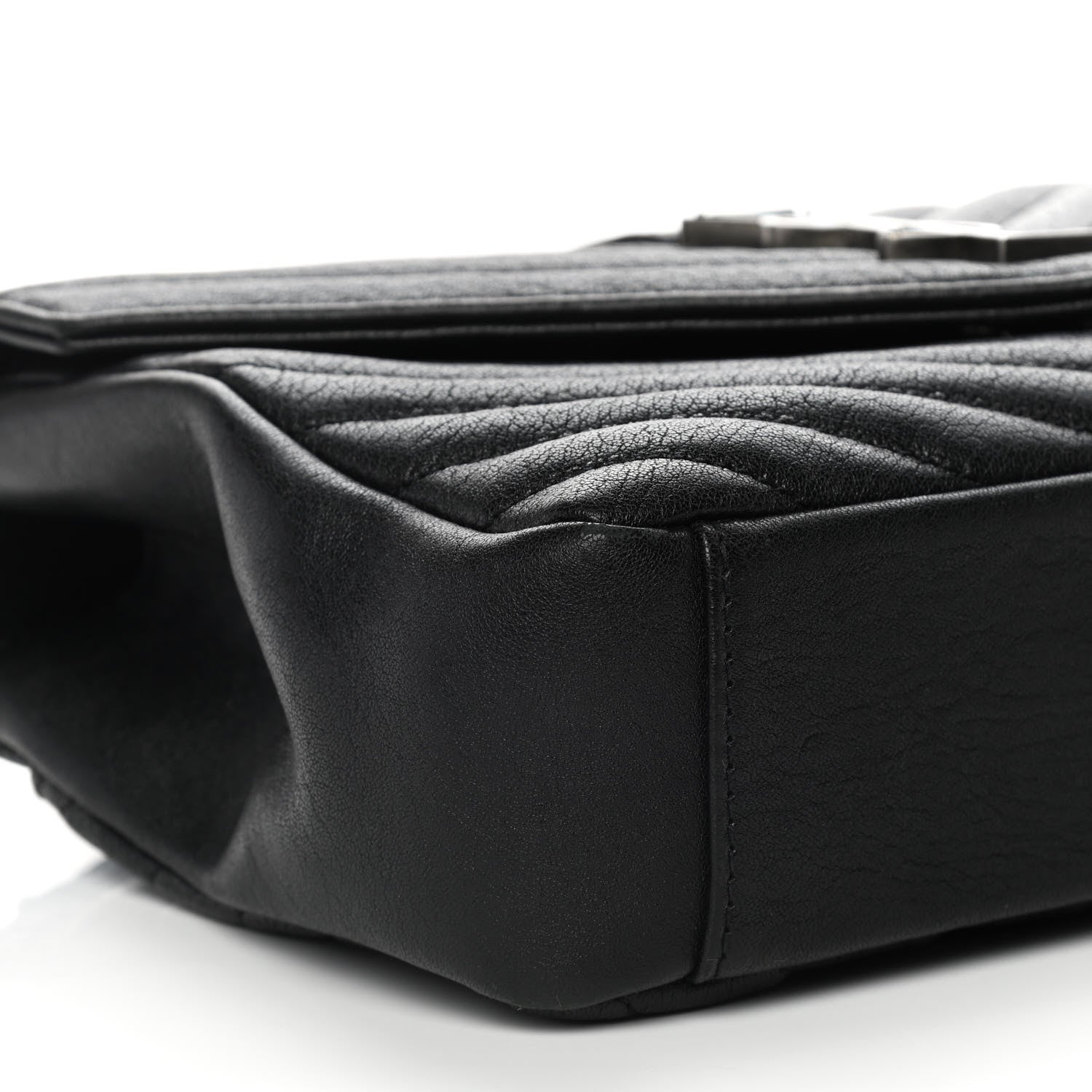 Saint Laurent Sheepskin Matelasse Chevron Monogram Medium College Bag Black 11 of 13