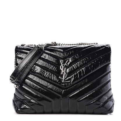 Saint Laurent Patent Y Quilted Monogram Medium Loulou Chain Satchel Black 1 of 9