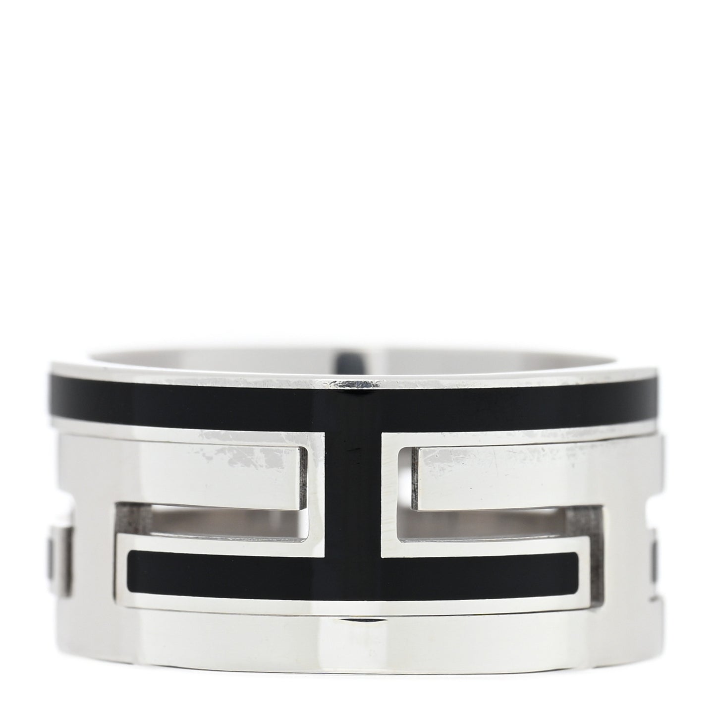 Sterling Silver Enamel Move H Ring 53 6.25 Black