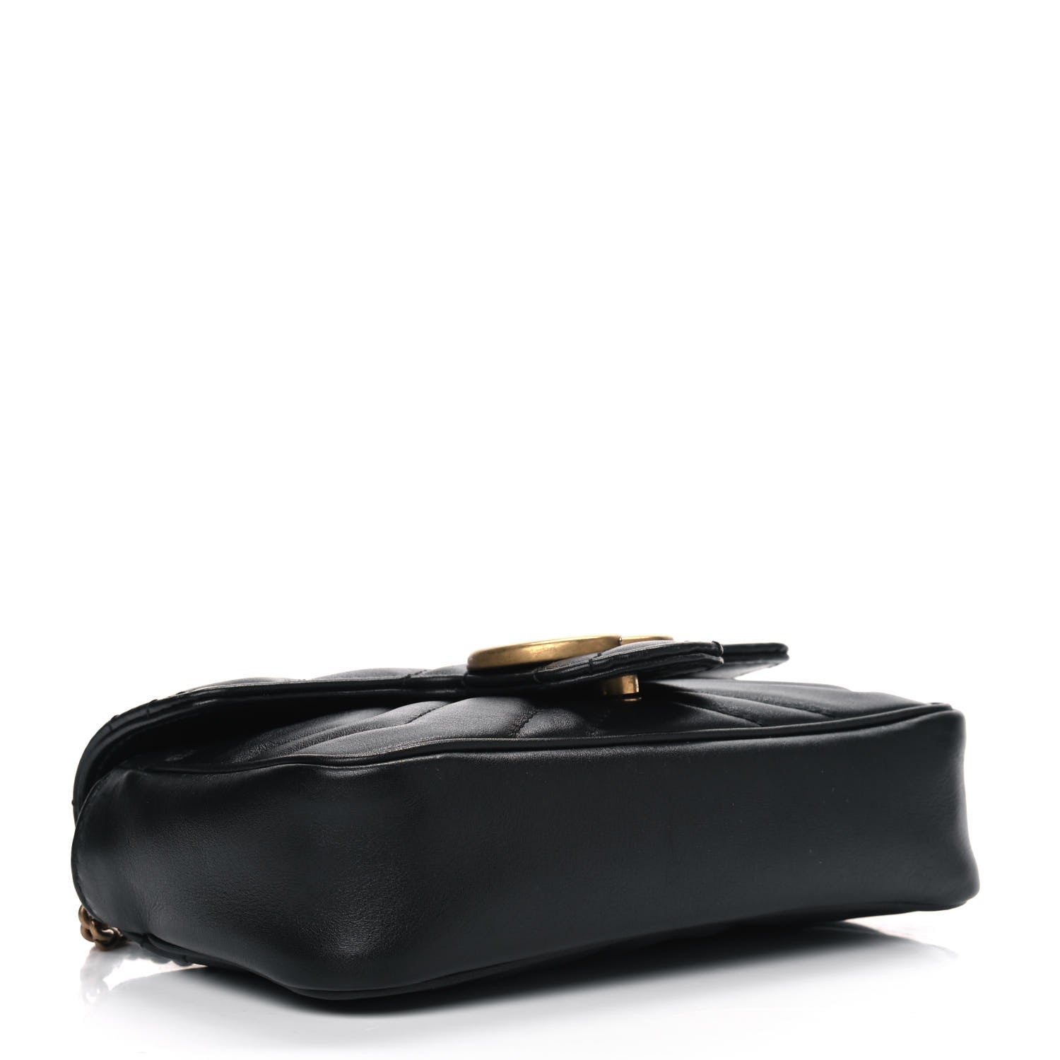 Gucci Calfskin Matelasse Super Mini GG Marmont Shoulder Bag Black 3 of 9