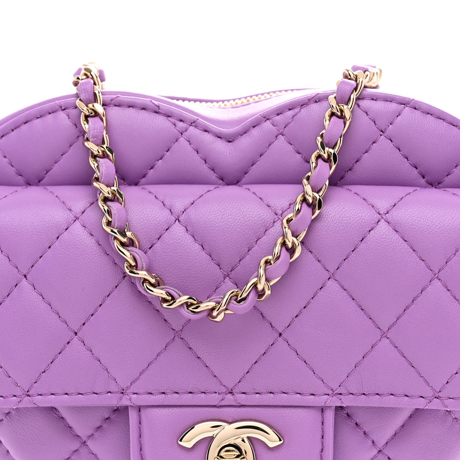 Chanel Lambskin Quilted CC In Love Heart Bag Purple 8 of 11