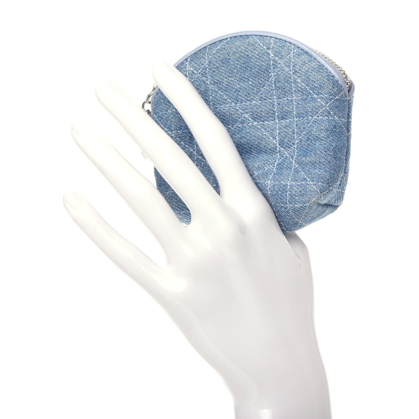 Denim Cannage Coin Purse Blue