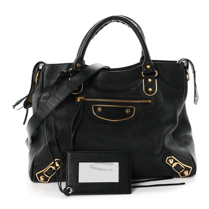 Balenciaga Chevre Gold Metallic Edge Hardware Velo Black 3 of 11