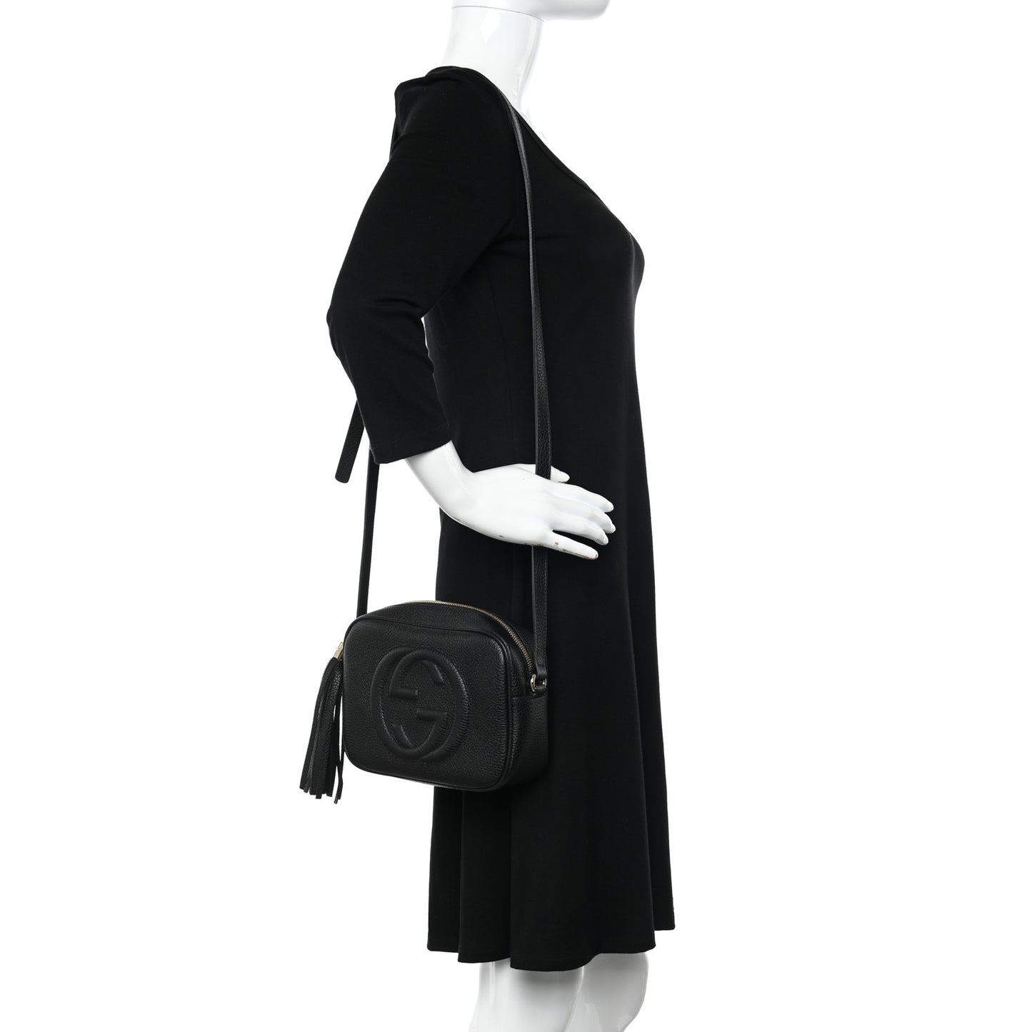 Pebbled Calfskin Small Soho Disco Bag Black