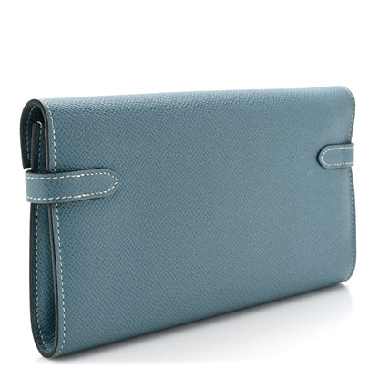 Hermes Epsom Kelly Longue Wallet Blue Jean 3 of 13