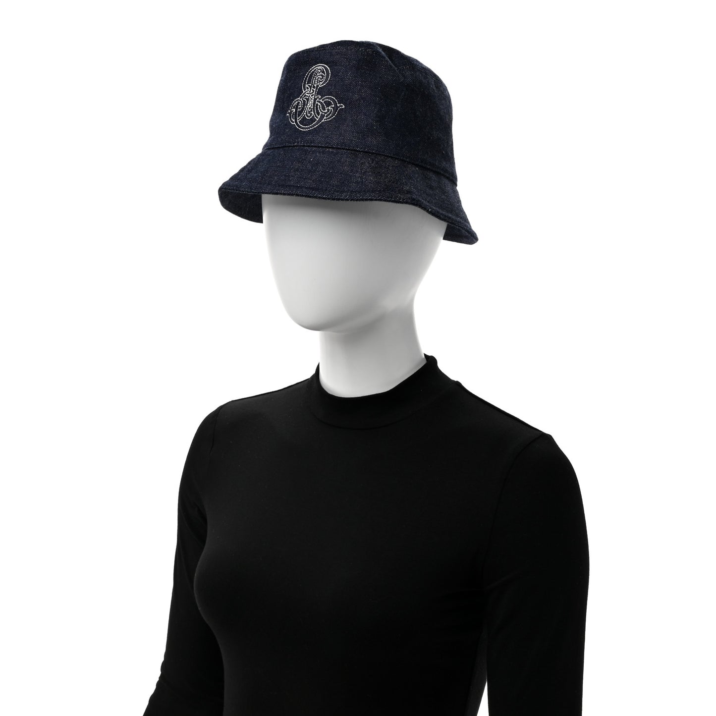 Cotton Denim Embroidered Harper Emile Bucket Hat 56 Indigo