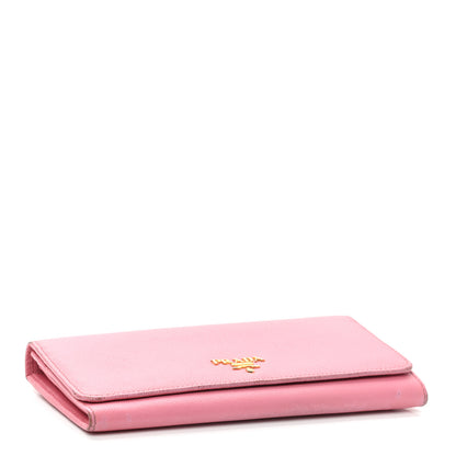 Prada Saffiano Metal Continental Flap Wallet Begonia 4 of 11